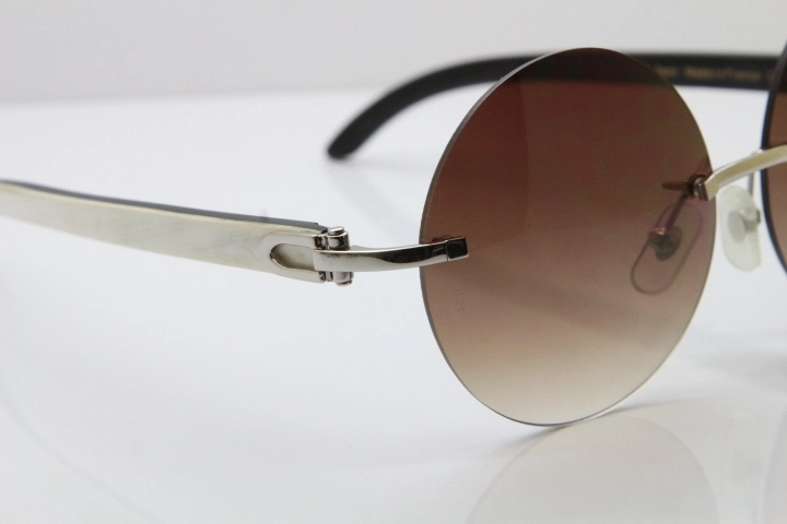 Hot White Inside Black Buffalo Horn Rimless Limited edition Sunglasses Round designer Glasses CT3524012