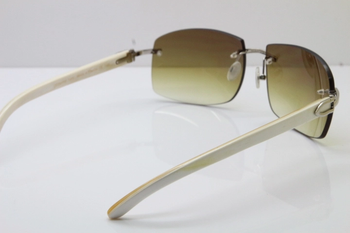wholesale Larger Hot 4189705 Rimless White Buffalo Horn  Sunglasses in Gold Brown Lens
