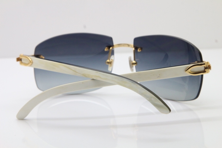 Cartier Hot 4189705 Rimless White Inside Black Buffalo Horn  Sunglasses