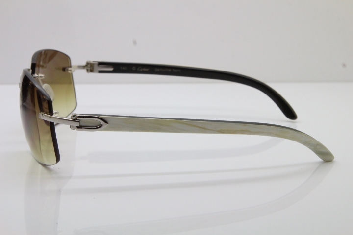 Cartier Hot 4189705 Rimless White Inside Black Buffalo Horn  Sunglasses