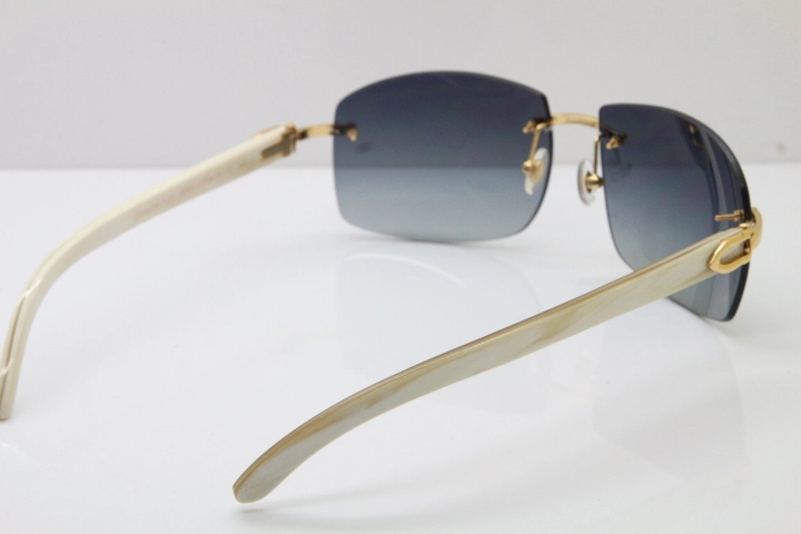 wholesale Larger Hot 4189705 Rimless White Buffalo Horn  Sunglasses in Gold Brown Lens