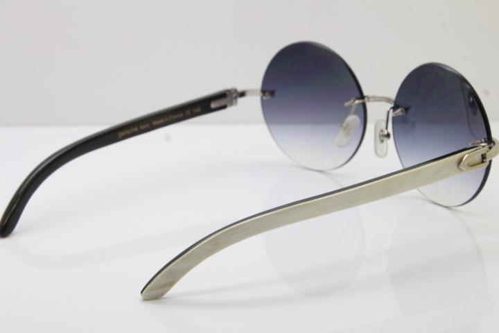 Hot White Inside Black Buffalo Horn Rimless Limited edition Sunglasses Round designer Glasses CT3524012