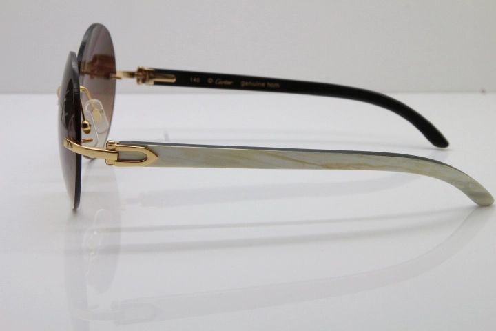 Hot White Inside Black Buffalo Horn Rimless Limited edition Sunglasses Round designer Glasses CT3524012