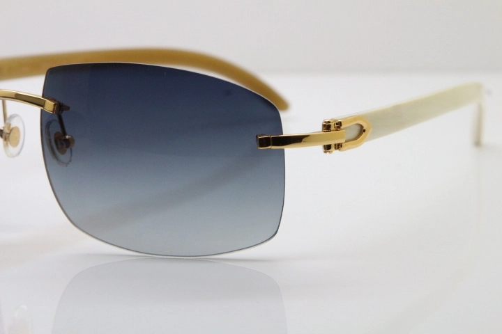 wholesale Larger Hot 4189705 Rimless White Buffalo Horn  Sunglasses in Gold Brown Lens