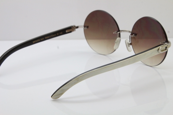 Hot White Inside Black Buffalo Horn Rimless Limited edition Sunglasses Round designer Glasses CT3524012