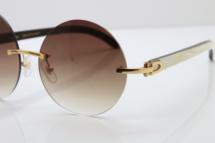 Hot White Inside Black Buffalo Horn Rimless Limited edition Sunglasses Round designer Glasses CT3524012