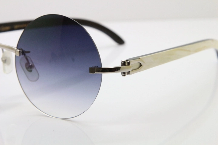 Hot White Inside Black Buffalo Horn Rimless Limited edition Sunglasses Round designer Glasses CT3524012