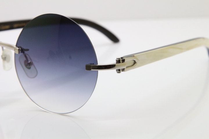 Hot White Inside Black Buffalo Horn Rimless Limited edition Sunglasses Round designer Glasses CT3524012