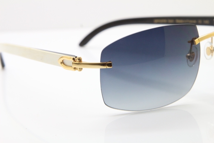 Cartier Hot 4189705 Rimless White Inside Black Buffalo Horn  Sunglasses