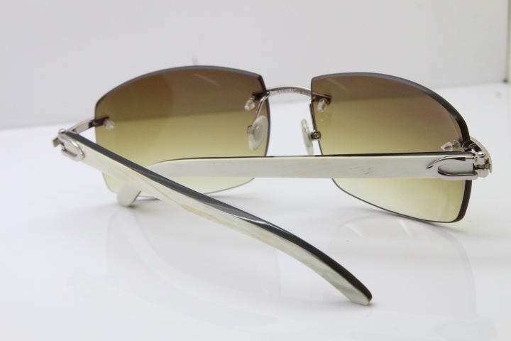 Cartier Hot 4189705 Rimless White Inside Black Buffalo Horn  Sunglasses