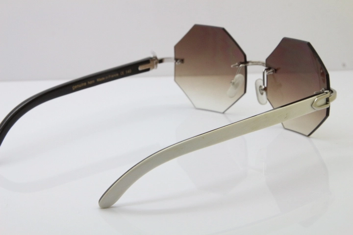 Cartier CT4189706 White Inside Black Buffalo Horn Rimless Sunglasses in Gold Brown Lens（Limited edition）