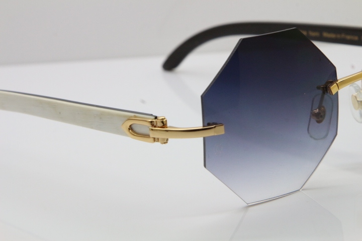 Cartier CT4189706 White Inside Black Buffalo Horn Rimless Sunglasses in Gold Brown Lens（Limited edition）