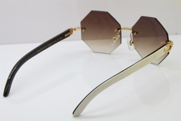 Cartier CT4189706 White Inside Black Buffalo Horn Rimless Sunglasses in Gold Brown Lens（Limited edition）