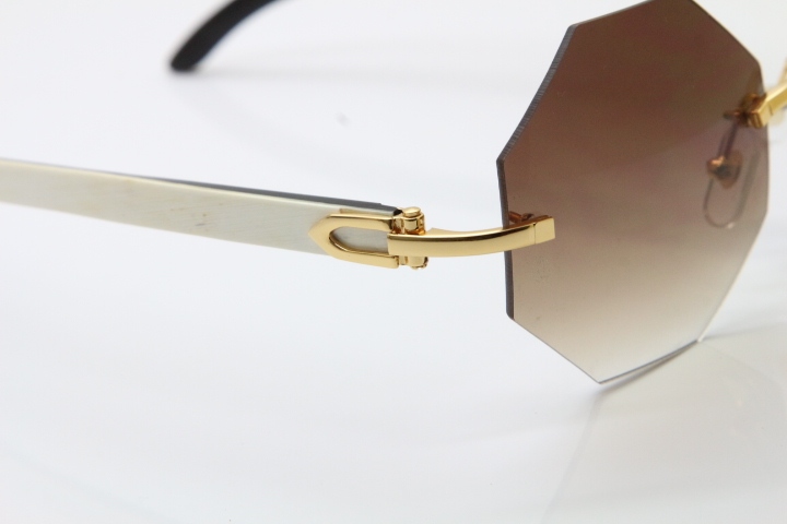 Cartier CT4189706 White Inside Black Buffalo Horn Rimless Sunglasses in Gold Brown Lens（Limited edition）