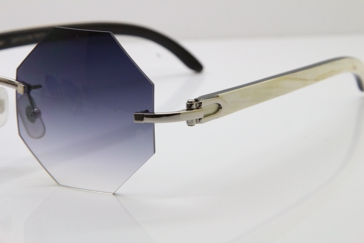 Cartier CT4189706 White Inside Black Buffalo Horn Rimless Sunglasses in Gold Brown Lens（Limited edition）