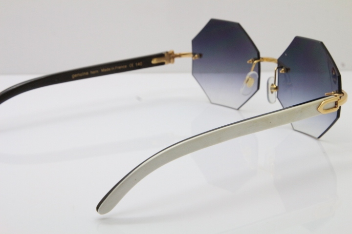 Cartier CT4189706 White Inside Black Buffalo Horn Rimless Sunglasses in Gold Brown Lens（Limited edition）