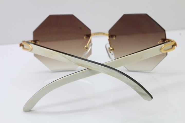 Cartier CT4189706 White Inside Black Buffalo Horn Rimless Sunglasses in Gold Brown Lens（Limited edition）