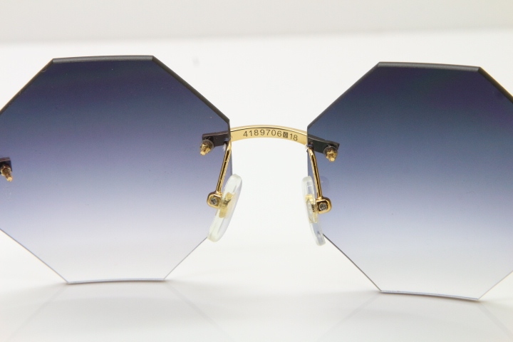 Cartier CT4189706 Original White Genuine Buffalo horn Rimless Sunglasses in Gold Brown Lens