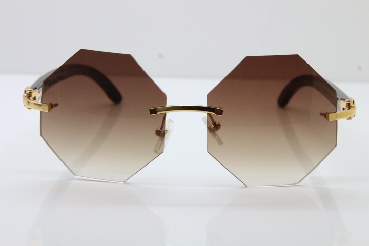 Cartier CT4189706 White Inside Black Buffalo Horn Rimless Sunglasses in Gold Brown Lens（Limited edition）