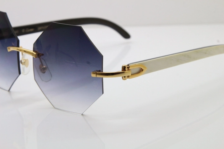 Cartier CT4189706 White Inside Black Buffalo Horn Rimless Sunglasses in Gold Brown Lens（Limited edition）