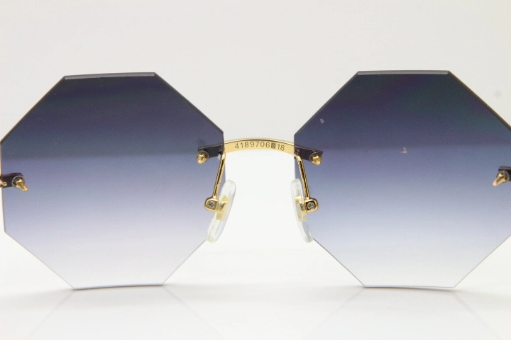 Cartier CT4189706 White Inside Black Buffalo Horn Rimless Sunglasses in Gold Brown Lens（Limited edition）