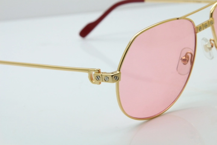 2018 New Cartier 1324912 Sunglasses in Gold Pink Lens