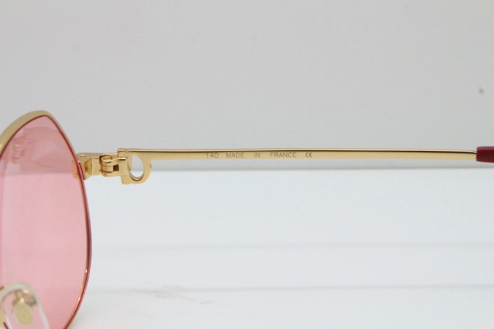 2018 New Cartier 1324912 Sunglasses in Gold Pink Lens