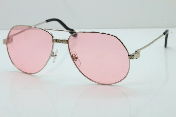 2018 New Cartier 1324912 Sunglasses in Gold Pink Lens