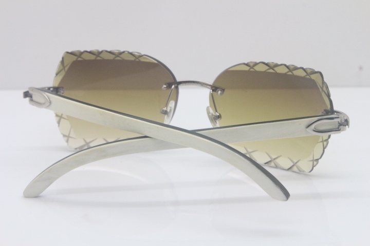 Cartier Rimless 3524012-A Black Mix White Buffalo Sunglasses Gold Brown Limited edition