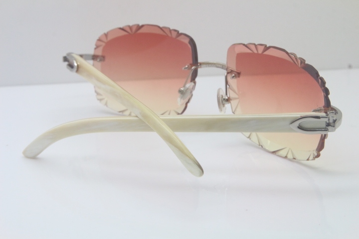 2018 New Cartier Rimless 3524012A White Buffalo Sunglasses Gold Pink Limited edition