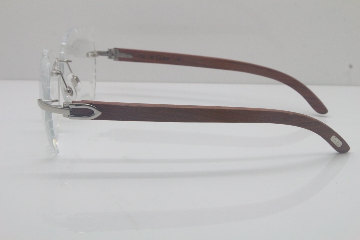 2018 New Cartier Rimless 3524012 Carved Wood Trimming Lens eyeglasses in Gold Limited edition