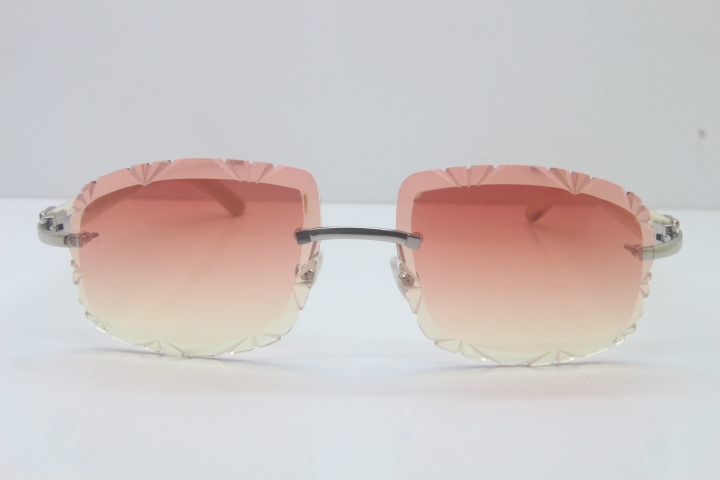 2018 New Cartier Rimless 3524012A White Buffalo Sunglasses Gold Pink Limited edition