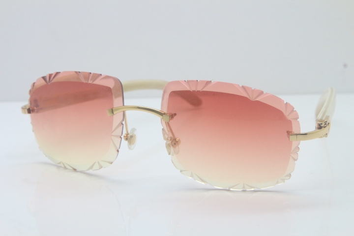 2018 New Cartier Rimless 3524012A White Buffalo Sunglasses Gold Pink Limited edition