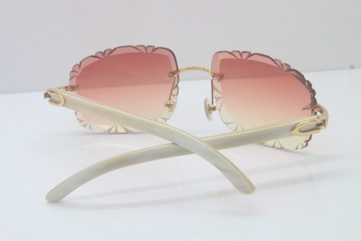 2018 New Cartier Rimless 3524012A White Buffalo Sunglasses Gold Pink Limited edition