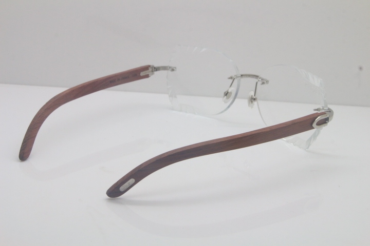 2018 New Cartier Rimless 3524012 Carved Wood Trimming Lens eyeglasses in Gold Limited edition