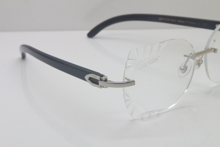 2018 New Cartier Rimless 3524012 Black Buffalo Horn Eyeglasses in Gold Trimming Lens Limited edition