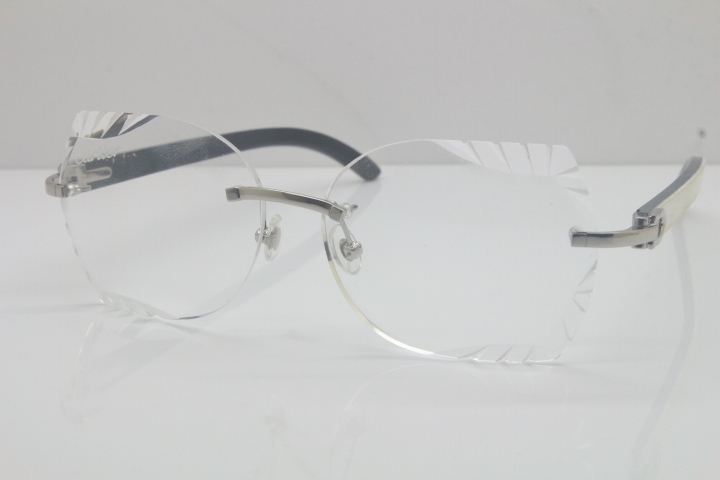 Cartier Rimless 3524012 White Inside Black Buffalo Horn Eyeglasses in Gold Trimming Lens Limited edition