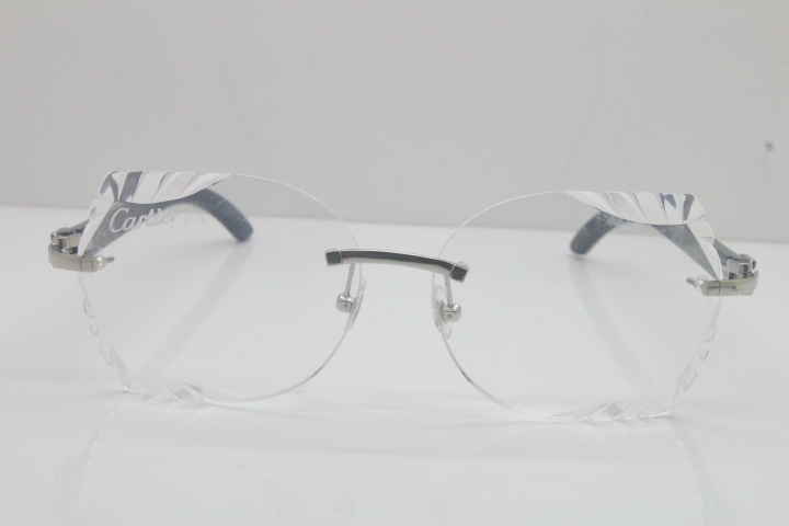 Cartier Rimless 3524012 White Inside Black Buffalo Horn Eyeglasses in Gold Trimming Lens Limited edition