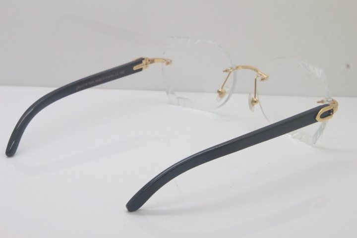 2018 New Cartier Rimless 3524012 Black Buffalo Horn Eyeglasses in Gold Trimming Lens Limited edition