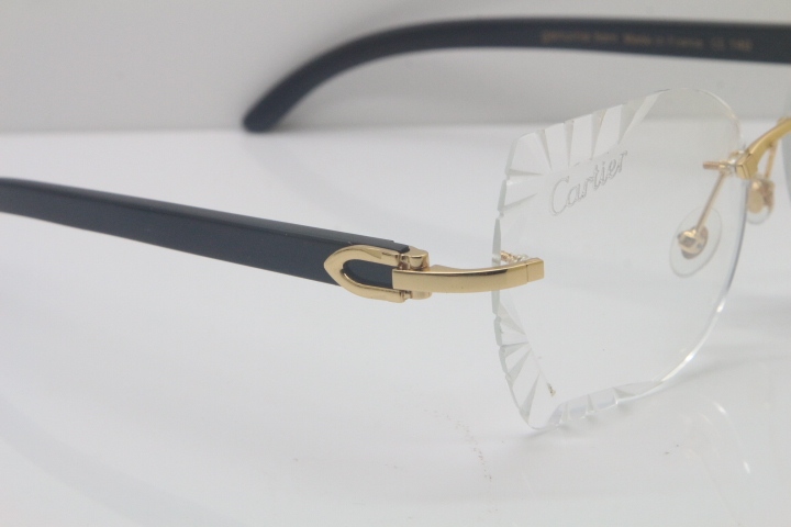 2018 New Cartier Rimless 3524012 Black Buffalo Horn Eyeglasses in Gold Trimming Lens Limited edition