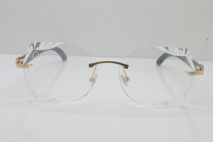 Cartier Rimless 3524012 White Inside Black Buffalo Horn Eyeglasses in Gold Trimming Lens Limited edition