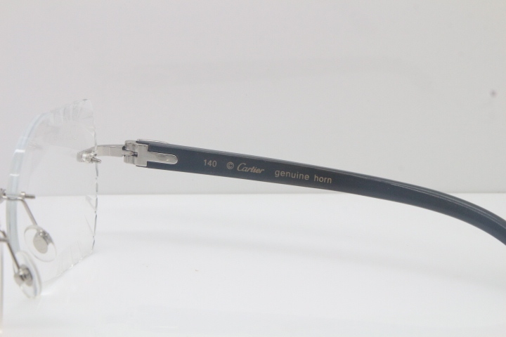 2018 New Cartier Rimless 3524012 Black Buffalo Horn Eyeglasses in Gold Trimming Lens Limited edition