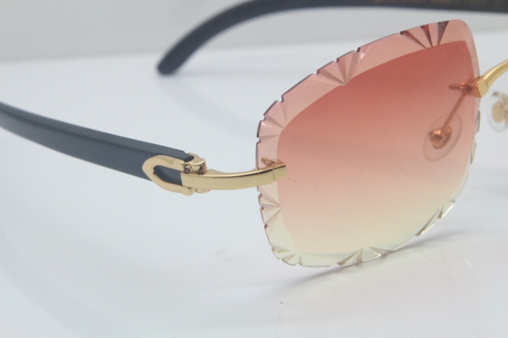 2018 New Cartier Rimless 3524012A Black Buffalo Sunglasses Gold Pink Limited edition