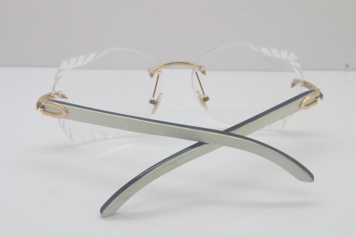 Cartier Rimless 3524012 White Inside Black Buffalo Horn Eyeglasses in Gold Trimming Lens Limited edition