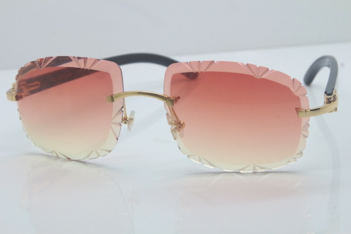 2018 New Cartier Rimless 3524012A Black Buffalo Sunglasses Gold Pink Limited edition