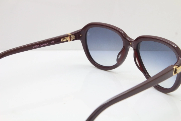 Cartier 1991 Vintage 1136125 Original Sunglasses In Wine Mix Gold Gray Lens