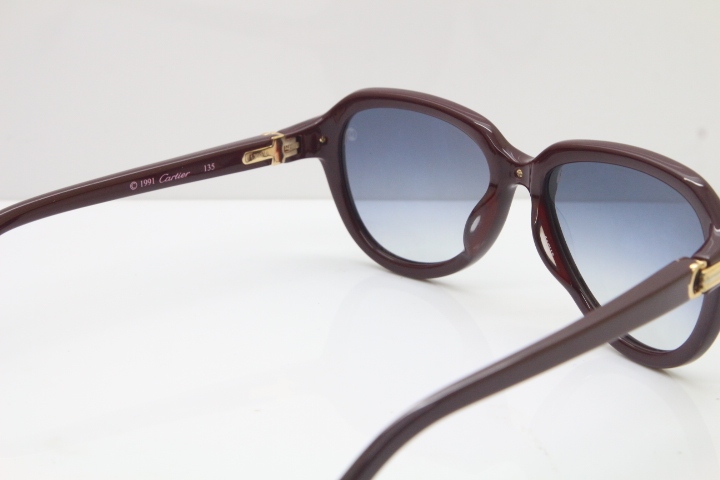 Cartier 1991 Vintage 1136125 Original Sunglasses In Wine Mix Gold Gray Lens