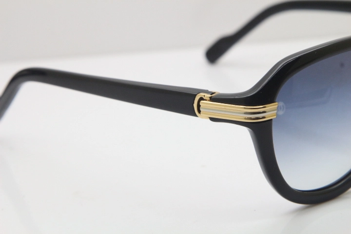 Cartier 1991 Vintage 1136125 Original Sunglasses In Black Mix Gold Gray Lens
