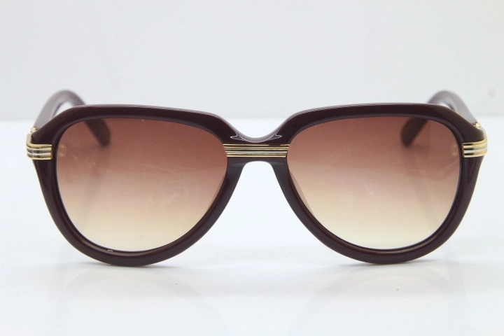 Cartier 1991 Vintage 1136125 Original Sunglasses In Wine Mix Gold Brown Lens