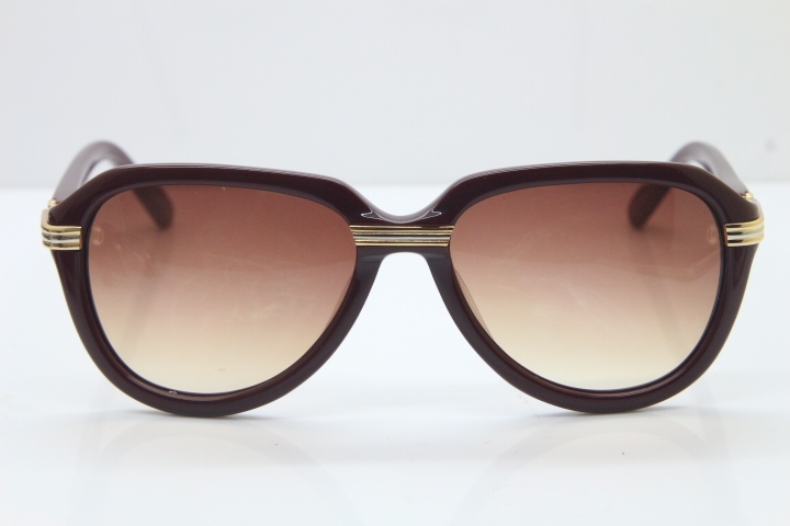 Cartier 1991 Vintage 1136125 Original Sunglasses In Wine Mix Gold Brown Lens